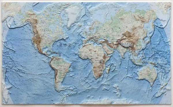 Foto su tessuto da parete con bastone - Mappa del mondo fisico